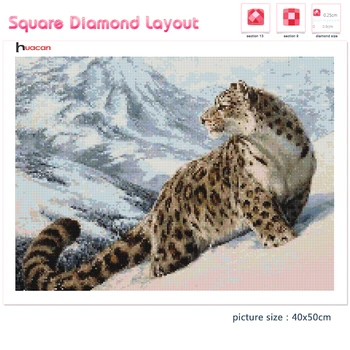Huacan De Bricolaje Diamante Pintura Leopard Bordado De Punto De Cruz De Animales De Decoración Para El Hogar Mosaico De Nieve Diamante De Arte