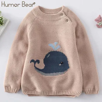 Humor Oso Niño Ssweater de Punto de Lana 2020 Otoño Suéter de Bebé ropa para Niños Imprimir dibujos animados de la Bahía de Suéter de las Niñas