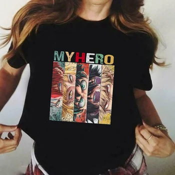 Héroes Ojos Camisetas de Mi Héroe de la Academia camisetas para Mujer Mangas Cortas Creativo de la Camiseta O-Cuello de Algodón Ropa Streetwear Tops
