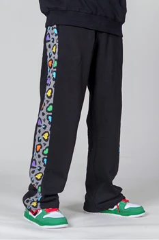 IEFB /ropa para hombre ropa suelta ins costuras de leopardo de impresión pantalones casuales par simple oversize todos-partido recta pantalones Y3779