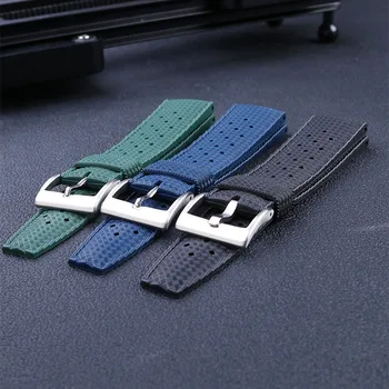 Impermeable suave fluoro de goma correa de reloj para S-eiko Nº 5 de la pulsera de hombre 20 22mm correa de silicona negro, azul, verde relojes de pulsera banda de