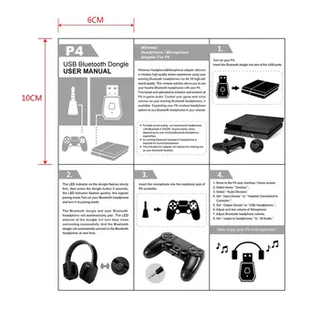 Inalámbrica Bluetooth 4.0 Adaptador Para PS4 Gamepad Controlador de juegos de la Consola de Auriculares USB Dongle para Playstation 4 Controlador