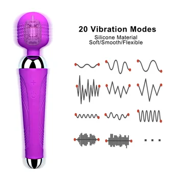 Inalámbrica Consoladores AV Vibrador Magic Wand para las Mujeres Estimulador de Clítoris USB Recargable Masajeador de Juguetes Sexuales para la Pareja de Adultos