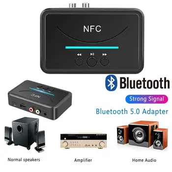 Inalámbrica NFC Bluetooth 5.0 Receptor de 3,5 mm AUX Estéreo de alta fidelidad de Audio Adaptador Dongle Para Altavoces del Automóvil Adaptador Inalámbrico para teléfono de automóvil tv