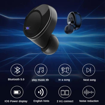 Inalámbrica TWS Auriculares LED de Visualización de Potencia Bluetooth Auriculares Graves Profundos Oordopjes De Auriculares auriculares Con Micrófono Para teléfonos Smartphone Pc X5