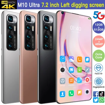 Indefinido SmartPhone Xiao M10 Utra Versión Global de 7,2 pulgadas Octa Core Desbloqueado de 6000mAh Android 10.0 5G Teléfono Celular