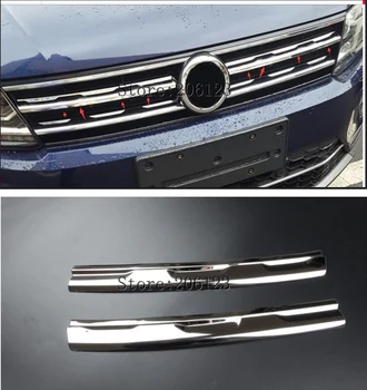 Inless de acero reinstale el capó delantero tocho parrilla parrilla mesth horizontal de la etiqueta engomada 2 pcs para el 2016 2017 2018 para Volkswagen Tiguan mk2