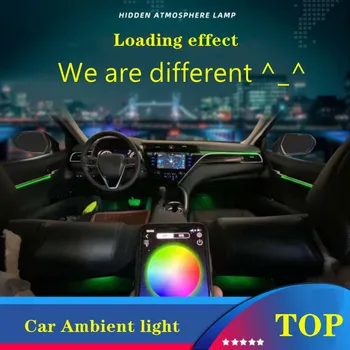 Interior del coche Ambiente de Luces Universal Panel de la Puerta de la Brecha de la Luz de tira de la Decoración de la Lámpara de la APLICACIÓN/Control Remoto RGB de LED Flexible de las Luces de
