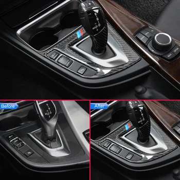 Interiores en Fibra de carbono de Cambio de velocidad en el Panel de Superposición de Cubierta Para BMW F30 F31 F34 F32 F33 F36 320i 328i 330i 335i 340i 428i 430i 440i