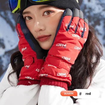 Invierno guantes de esquí además de terciopelo caliente y guantes a prueba de viento de las mujeres de la moda de los deportes al aire libre guantes de equitación guantes de alpinismo