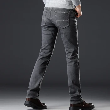 Invierno Jeans Para Hombres Calientes DE los Hombres Pantalones Pitillos Hombre Jean Homme Ropa de Hombre Gris Clásico de la Famosa Marca Jing Tramo