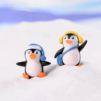 Invierno Pingüino en Miniatura de una estatuilla Mini de Navidad, Figuras de decoración del hogar kawaii Hada DIY adornos de Jardín de Resina artesanal de juguetes de niños