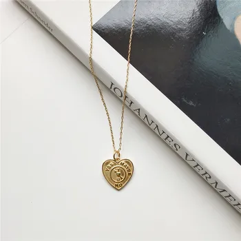 INZATT Vintage Geométricas Corazón de Oro Square Colgante de Collar de la Plata Esterlina 925 Joyería FINA 45 CM 55 CM de la Cadena Para las Mujeres de Regalo