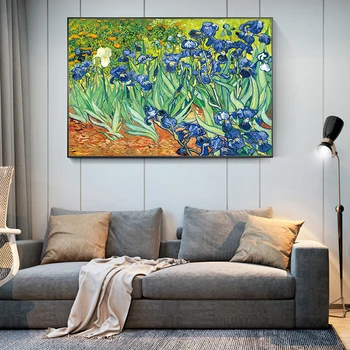 Iris Flores de Van Gogh Pinturas en Lienzo de Reproducciones en La Pared de Arte Impresionista cuadro Decorativo para la Sala de estar