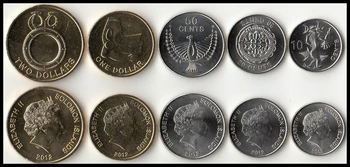 Islas Salomón 5 Piezas Set De Monedas De Oceanía Nueva Moneda Original De Colección De Edición Real Raras Unc, Conmemorativa De La Edición De 2012