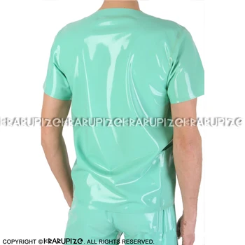 Jade Verde Sexy Uniforme de Látex Con Bolsillos de Goma de la Camisa Y los Pantalones de los Pantalones YF-0131