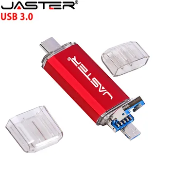 JASTER Nuevo 3 EN 1 OTG (Android&USB y Type_C) USB 3.0 flash drive de Metal Personalizado Pen Drive de 64 gb 32 GB 16 GB 8 GB 4 GB Regalos de Boda