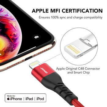 JianHan Imf Cable USB para el iPhone de 11 X Xs 2.4 Carga Rápida Cable Lightning para iPhone SE 8 7 6 Datos USB Cable de carga