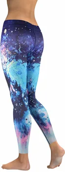 JIGERJOGER de la Mujer de la yoga de las Polainas de la calidad de la Marca de alta Cintura de color Azul Oscuro pintura de longitud Completa de compresión pantalones apretados gratis de nave de la gota