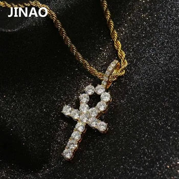 JINAO Nueva Cruz Collares & Colgantes de Plata del Oro Plateado de la Moda de la Cruz CZ Cristal de Circón colgante de piedra collar de regalo de Navidad
