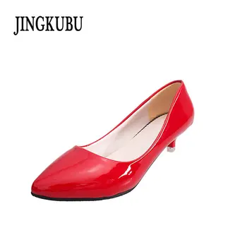 JINGKUBU 2018 Nuevo Single de Zapatos Clásicos de Tacón Alto de los Zapatos de las Mujeres de la Oficina de Bombas de Blanco & Negro Zapatos Rojos Zapatos de Novia de la Mujer Y217