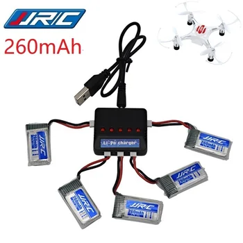 JJRC H8 Original de la Batería 3.7 V 260mAh Batería de Lipo y 6 Cargador USB para el H8 JJRC H8 Mini RC Quadcopter drone parte H8Mini