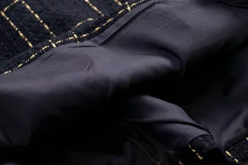 JSXDHK Personalizado Falda de Tweed Trajes de Invierno de las Mujeres de color Azul Oscuro a Cuadros de Lana Corta ropa de Abrigo +Chaleco Arco Vestido de Bola de Trajes de 2 piezas