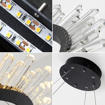 K9 de cristal LED Moderna lámpara de Araña Para la sala de estar Comedor Colgando de las Lámparas LED Colgante Lámparas de Techo Accesorios de la Lámpara de Oro&Negro