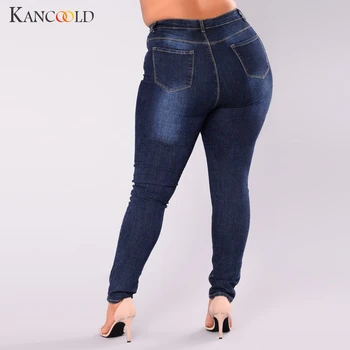 KANCOOLD pantalones vaqueros de las Mujeres Más el Tamaño de Estiramiento Slim Denim Skinny Jeans Pantalones de Cintura Alta del Lápiz de la Cremallera de los Pantalones vaqueros de mujer 2018Oct24