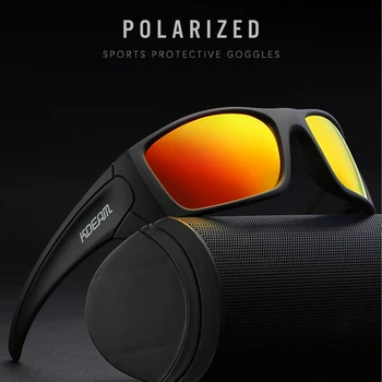 KDEAM Unisex Rectangular Gafas de sol Polarizadas para los Hombres Ejecución de Escalada Deportes Gafas de Sol Real Recubiertos Lente TR90 Marco
