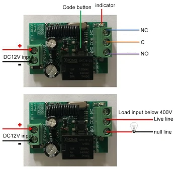 Kebidu 433MHz Universal de Control Remoto Inalámbrico Interruptor de DC12V 10A Transmisor Con el Receptor de 433 mhz de Control Remoto Para el Coche de la Casa