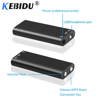 Kebidumei más pequeño de 8GB Profesional de la Grabadora de Voz Digital de Audio Mini Grabador + Reproductor de MP3