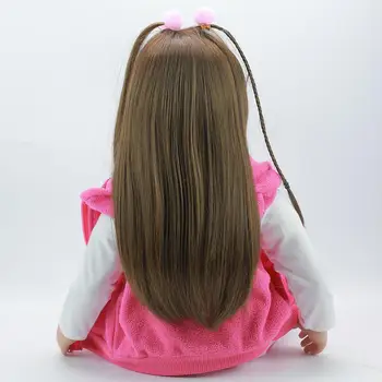 KEIUMI 60cm de Silicona Reborn Baby Doll Con Jirafa Simulación Adorable Real la Princesa de Pelo Largo Muñeca de la Chica de Juguete