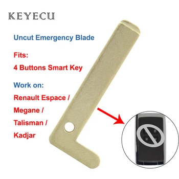 Keyecu 5× Tarjeta Inteligente 4 Botones de la Llave del Coche de la Cuchilla para Renault Espace Megane Talismán Kadjar de Emergencia Insertar Espacios en blanco sin Cortar la Hoja Pequeña