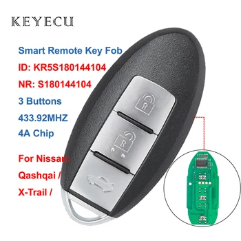 Keyecu S180144104 Coche Smart Llavero Remoto De 3 Botones 433,92 MHz ID4A Chip para Nissan Qashqai X-trail 2016 KR5S180144104