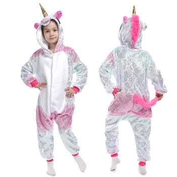 Kigurumi los Pijamas para Niños, Para Niñas y Niños de Unicornio Pijama de Franela Niños Panda Pijamas Traje Animal de ropa de dormir de Invierno Gato Mamelucos
