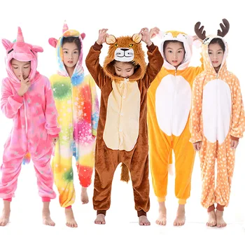 Kigurumi Pijamas De Unicornio Para Niños Bebé Pijamas De Niñas Niños Ropa De Dormir De Animales De León De Los Ciervos De La Licorne Enterizo De Los Niños Traje De Mono