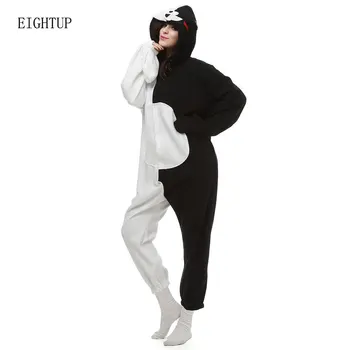 Kigurumi Unisex Negro y el Oso Blanco de los Trajes Mamelucos Cosplay Pijama Adulto Pijamas ropa de dormir de Animales Mono