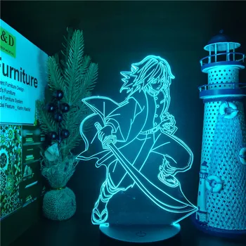 Kimetsu No Yaiba Giyu Tomioka Acrílico 3D Visual de la Lámpara de Luz LED para el Hogar Decoración de la Habitación de la Luz Cool Kids Regalo de Amina Figura Noche de Luz