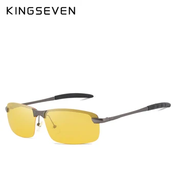 KINGSEVEN Gafas de Visión Nocturna de Conducción Gafas de sol Polarizadas para los hombres del coche de Conducción Gafas Anti-reflejos de la Aleación de gafas de montura de la noche