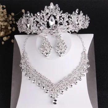 KMVEXO de Lujo Corazón de Cristal de la Joyería Nupcial Conjuntos de Boda de diamante de imitación de la Corona de la Tiara Pendientes Gargantilla Africana de la Perla de la Joyería Conjunto