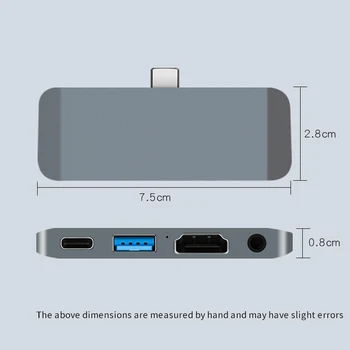 Kshd USB Tipo C Concentradores de Estación de Acoplamiento mini 4 en 1 Para MacBook de apple USB de la computadora-C para Audio HDMI DP Adaptador