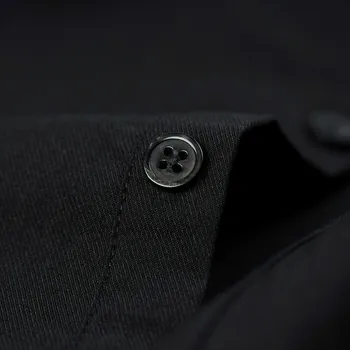 KUEGOU 2020 Otoño de Algodón Blanco Negro Casual Hombres de Camisa Oversize de Moda Masculina Inusual el Botón del Cuello de Manga Larga Ropa de 20521