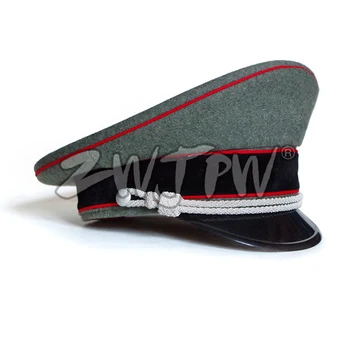 La 2 ª guerra mundial el Ejército de las Tapas de los Coleccionables, de color Grisáceo-verde Oficial de Grandes Sombreros de Ala Borde Rojo de Lana Paño DE/401138