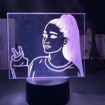 La cantante Ariana Grande Led Luz de la Noche para los Aficionados a la Decoración del Hogar Lamparita Usb de la Batería Led de colores de Acrílico 3d Lámpara de Dropshipping