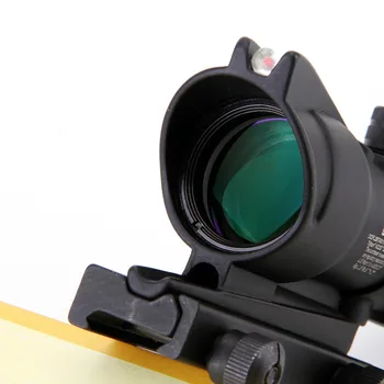 La caza Riflescope Chevron ACOG 4X32 Real de la Fibra Óptica de Alcance del Rojo, el Verde de Cristal Iluminado Grabado Retícula Táctica mira Óptica