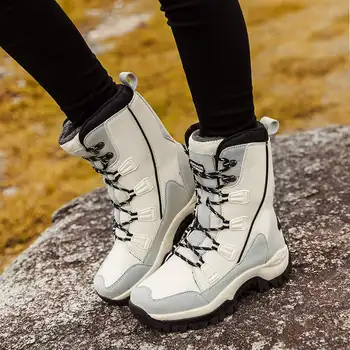 La comodidad de las Mujeres Botas de Invierno de la Felpa más cálido Zapatos de Goma Suave de Gran Tamaño de la Mujer de la Plataforma de Botas Altas Ligero de Zapatos de las Mujeres 2020 N4