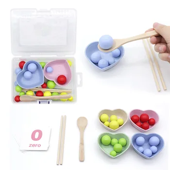 La educación temprana de juguete clip de bolas de bolas de pelo bebé probeta de la Práctica de los Palillos de los niños de motricidad fina de formación de ayuda a la enseñanza parte del juego