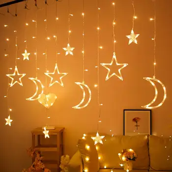 La estrella de Luna LED Cadena de Luces de Navidad, Decoración Para el Hogar Ramadán Decoración Eid Mubarak Ramadán Kareem Decoración Musulmana Islámica de Eid al-fitr