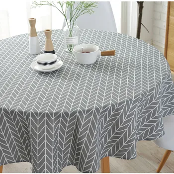 La geometría amarillo Beige flecha gris de algodón y lino Mantel Impermeable Oilproof de cocina, Mesa de comedor colth Cubrir Mat lavable